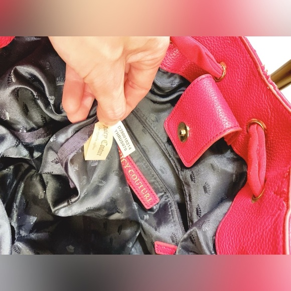 Vintage Juicy Couture Pink Nylon Malibu Daydreamer Studded Bow Bag Satchel - Picture 12 of 16